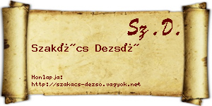 Szakács Dezső névjegykártya